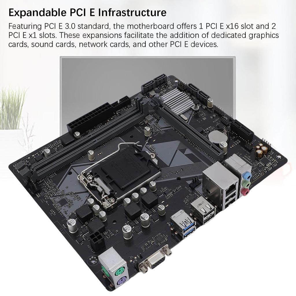 H310M F R2.0 motherboard for LGA 1151 supports 9th/8th Gen Core, DDR4 32GB, PCIE 3.0, DVI VGA output, RTL8111H LAN
