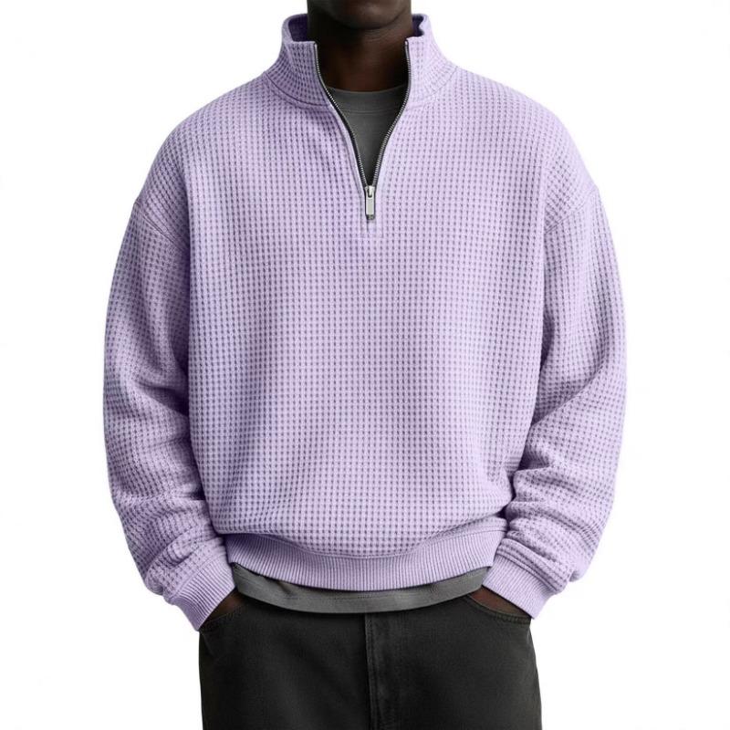 Men S Solid Color Stand Collar Long Sleeve Casual Sweatshirt S