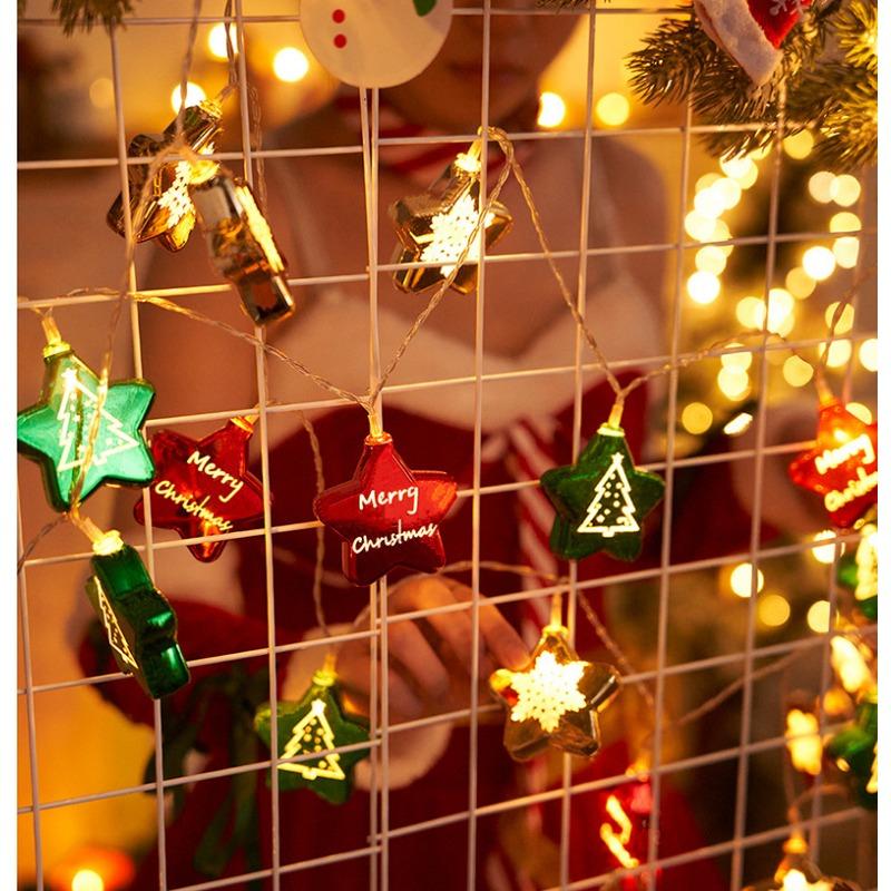 1PC 1.5m 10 lights electroplated star light string Christmas tree pendant ambient light string Interior decoration Christmas