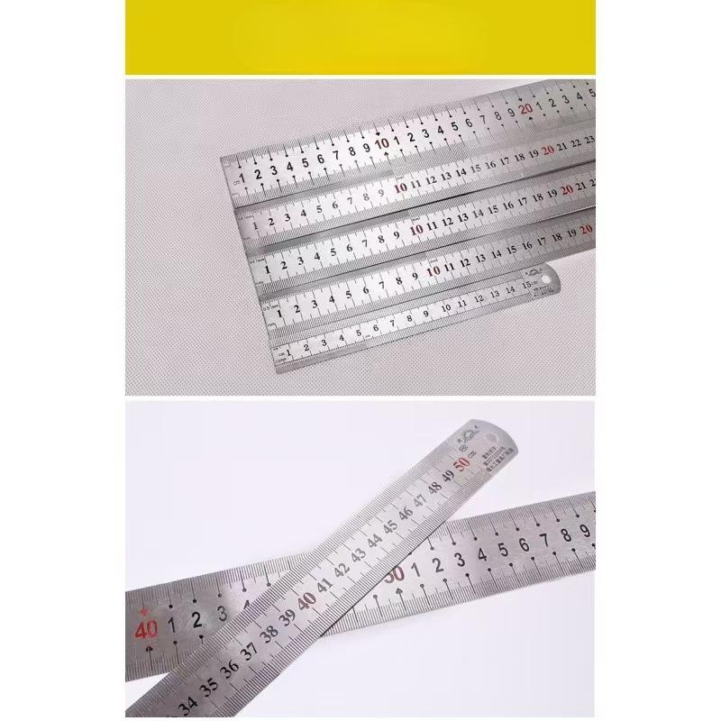 1 Pz Righello Alba Acciaio Inossidabile Alta Precisione Laser Lettera Rossa Bifacciale Ispessito