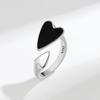New Arrival Romantic Love Heart Black Resin Thai Silver Ladies Finger Ring For Women Party Gifts No Fade