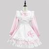 COSSA Maid Costume Long Cute Japanese Cafe Maid Lolita Costume for Includes Tights and Headband 5-Piece Set, Sleeves, Style, Cosplay, Apron,