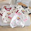 Summer Girls T-shirt Korean Thin Dot Print Baby Tops Short Sleeves Cartoon Kids Tee Children Clothes
