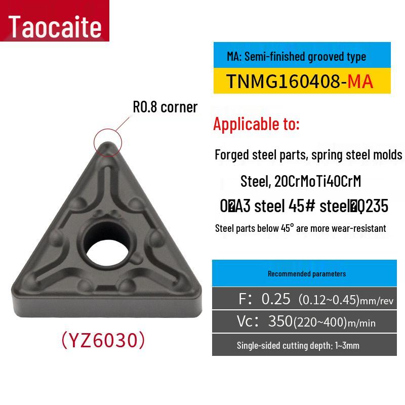 CNC Lathe Double-Sided TNMG160404/08 Triangular Insert for OD/ID Clamping