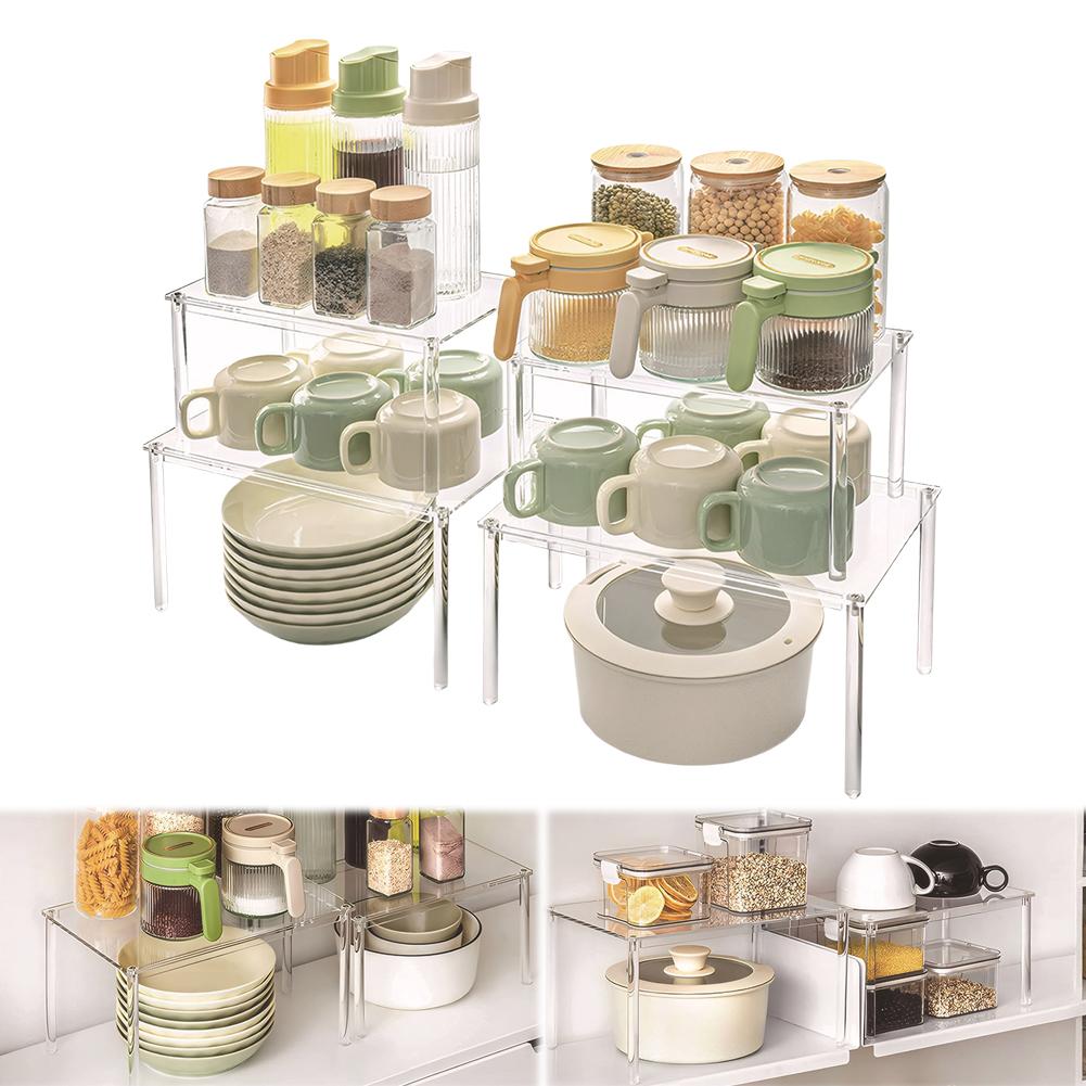 4 Pack Acrylic Cabinet Organizer Shelf Organizer Kitchen Counter Shelves Organizer for Kitchen Organizers and Storage China Mainland