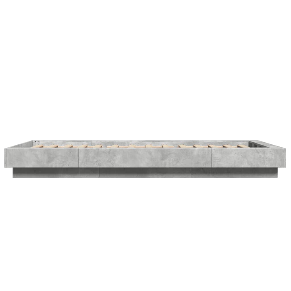 Bed Frame with LED Lights Concrete Grey 90 x 200 cm Engineered Wood