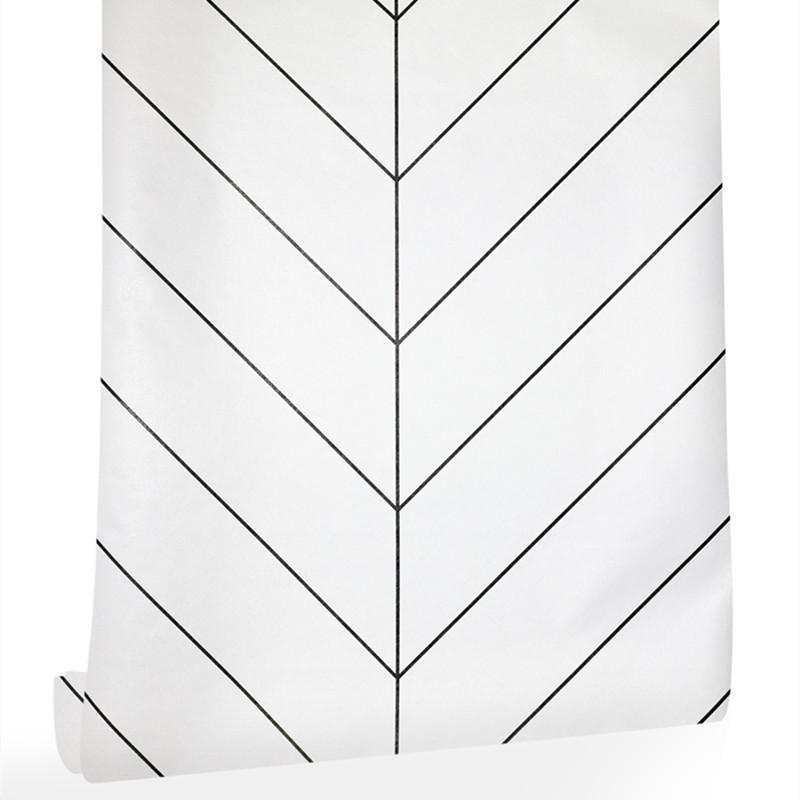 Bamboo Wallpaper Modern Geometric Contact Paper Black Stripes Detachable Self-adhesive Wallpaper Wall Covering Home Decoration