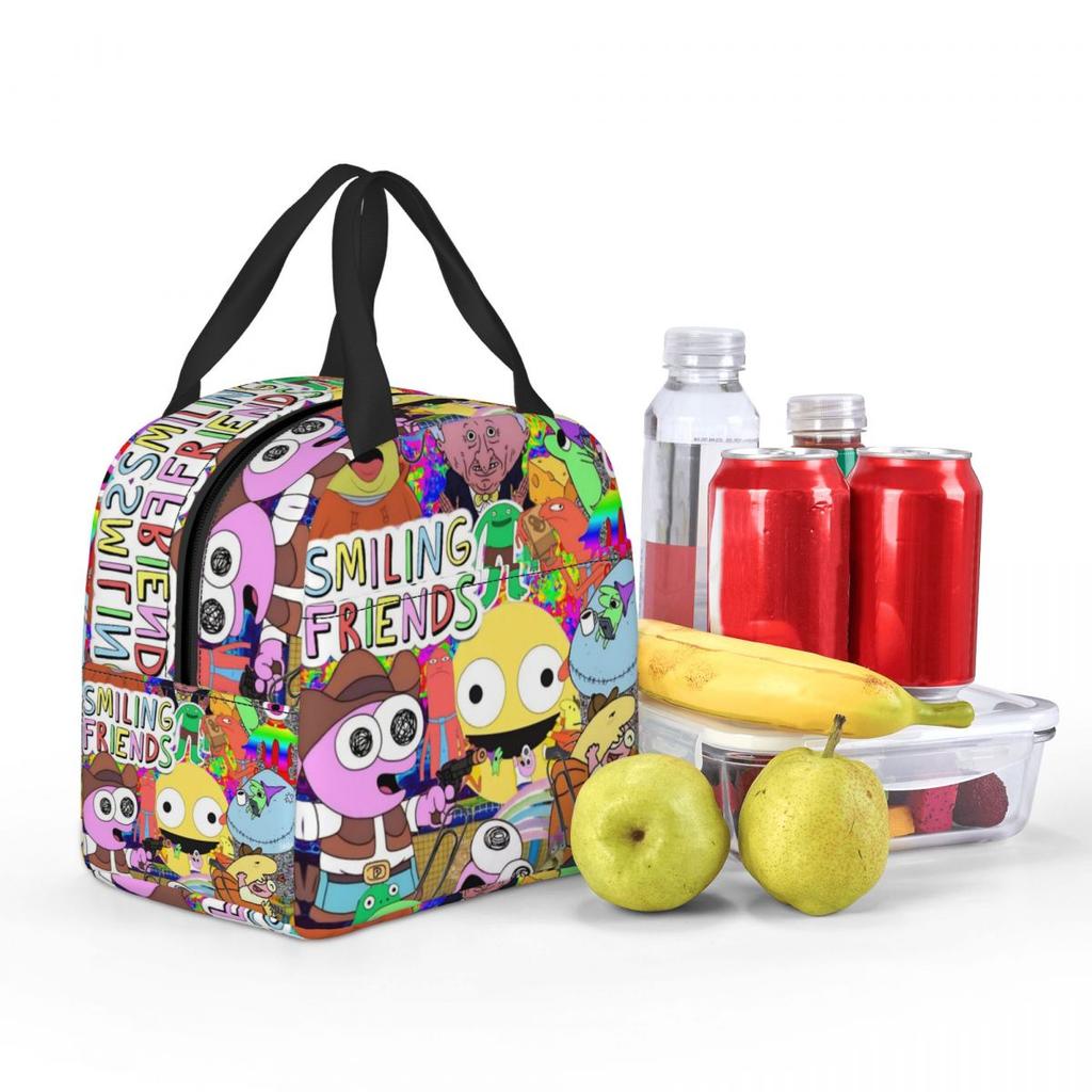Insulated Lunch Bag Smiling Friends Pim And Charlie Accessories Storage Food Box Ins Style Thermal Cooler Lunch Box For School