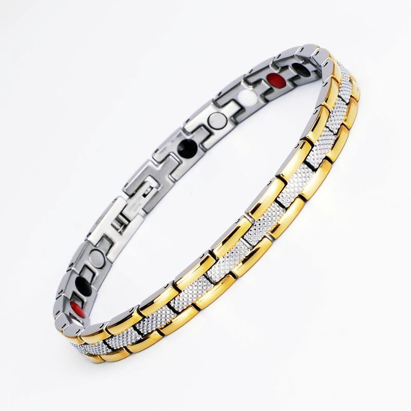 Titanium Steel Jewelry Stainless Steel Magnetic Stone Magnet Titanium Steel Bracelet Ladies 20CM золотой