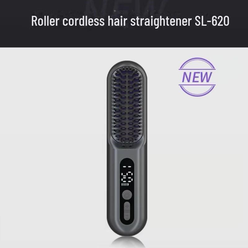 Lowra Rouge Roller Wireless Negative Ion Hair Comb – Damage-Free, Anti-Static, and Portable Electric Straightener.