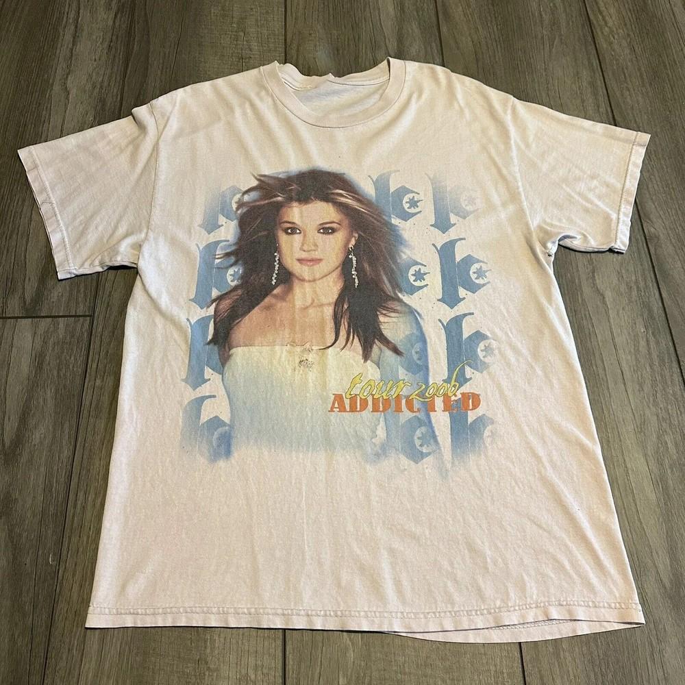 Kelly Clarkson Addicted Tour Unisex TShirt All Size S To 5XL White SN127 Unisex T-Shirt L