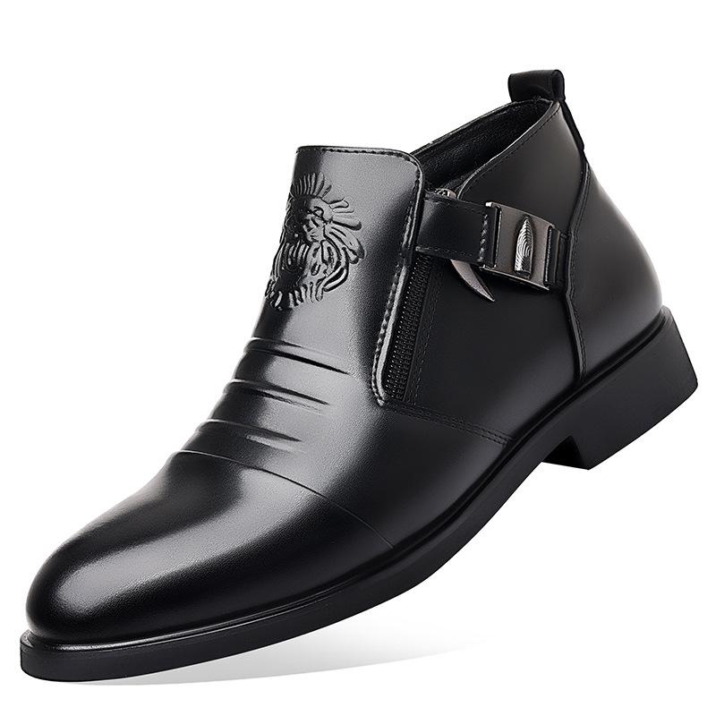 High Top Men Shoes Autumn Men's Casual Leather Shoes Double Sided Zippered Boots Man Chelsea Boots