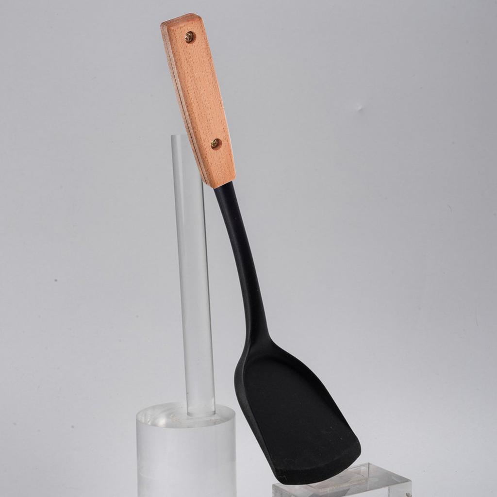 1Set Heat Resistant Wood Spatula Handle Replacement Non-Slip Kitchen Utensil Grip for Turner Frying Pan Baking Accessories