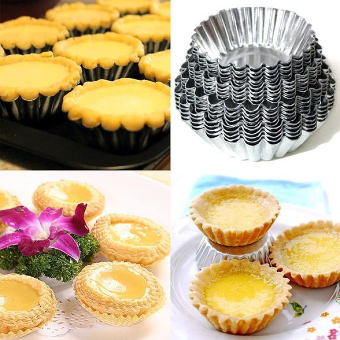 10pcs/set 7cm Tinplate Flower Cake Egg Tart Mold Kitchen Tools Baking Mould (Color: Silver)