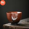 Ceramic Master Tea Cup Household Retro Kung Fu Drinkware Office Teacups Cnese Hand Painted Crane Tea Bowl Pottery Water Mug