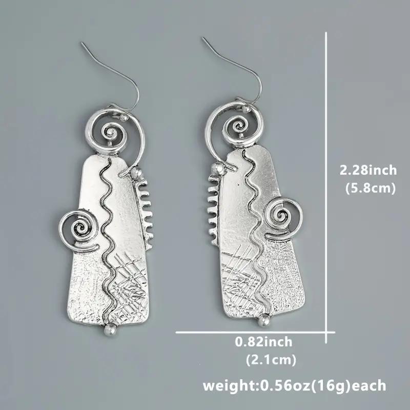 Pendientes Colgantes de Forma Geométrica Vintage con Patrón Espiral Estilo Bohemio Retro Joyería Color Plata Souvenir Turístico de Moda