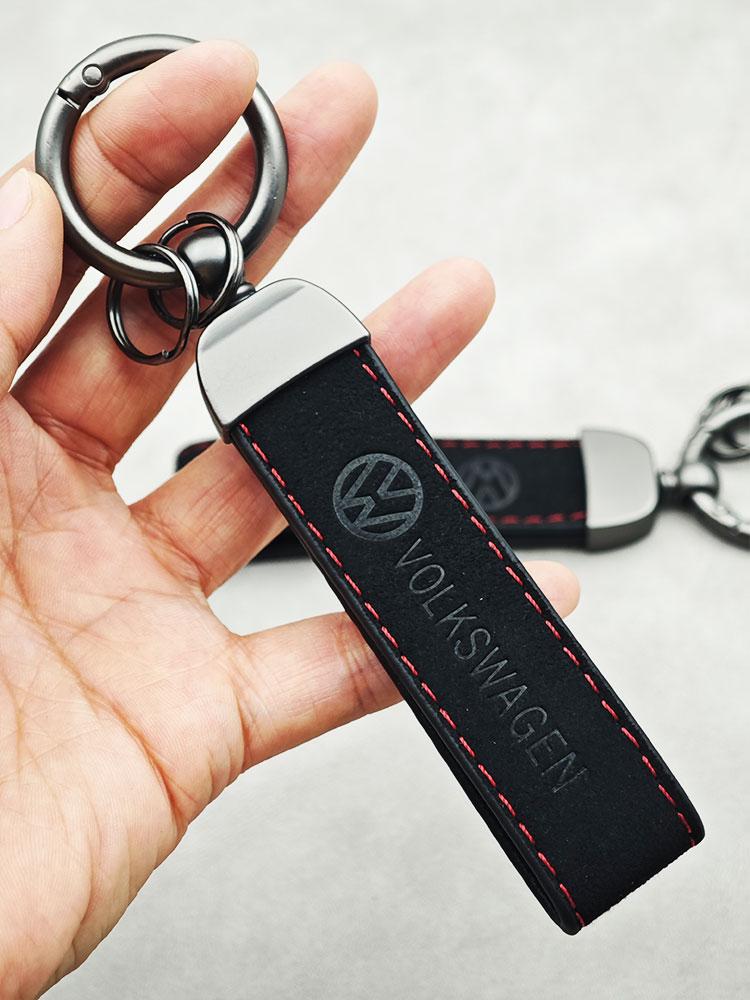 2026 New For VOLKSWAGEN VW 56mm Car Wheel Center Caps Black Suede Metal Keychain 14mm VW Key Sticker For Volkswagen Jetta Bora P