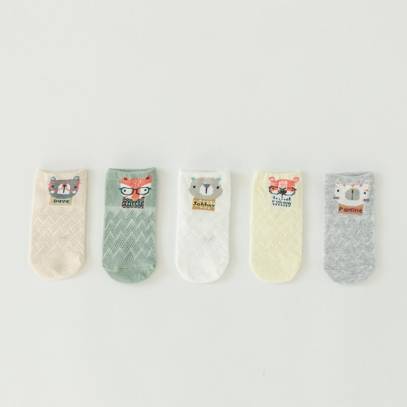 YWHUANSEN 5 Pairs/lot Summer Mesh Socks For Newborns Baby Cute Cartoon Socks For Girls Thin Soft Cotton Boy Child Socks Infants