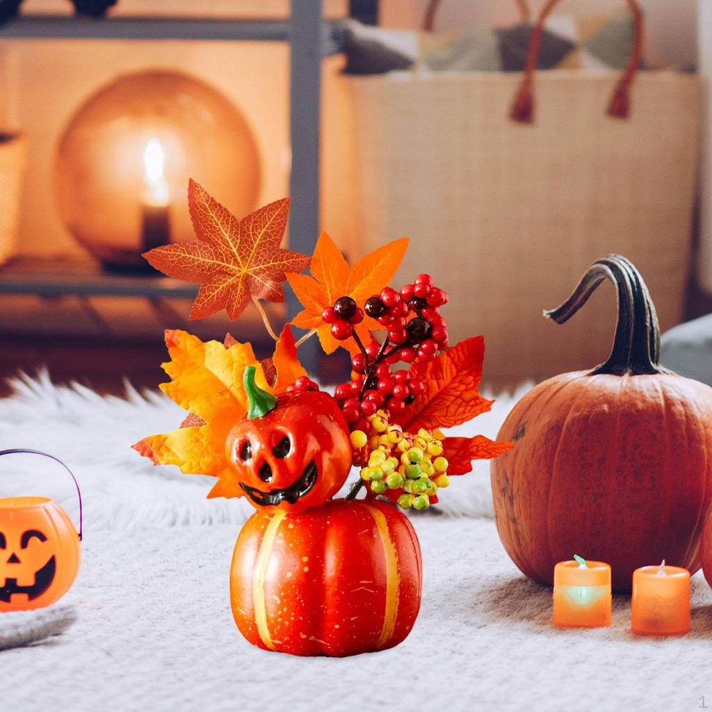 Autumn Pumpkin Sturdy Table Centerpiece Thanksgiving Artificial for Mantel, Fireplace, Desk,