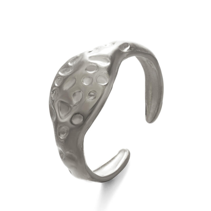 Simplicity Stainless Steel Hammer Texture Rings For Women Men Fashion Casual Sport Waterproof Opening Rings Jewelry Accessories