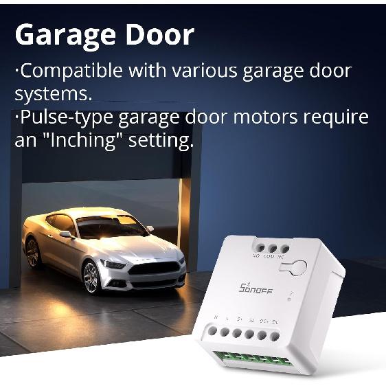SONOFF WiFi Mini-D Smart Switch with Matter,Home Automation,Dry Contact Output,Supports AC or DC Input,Compatible Alexa & Google Home,for Garage