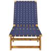 Dark Blue Sun Lounger Solid Acacia Wood and Fabric