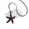 Seaside Wooden Starfish Pendant Necklace - Retro Chinese Style Sweater Chain