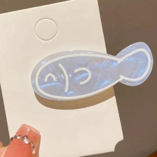 4Pcs Girl Hairpin Macaron Color Ocean Fish Shape Acrylic Hair Clips Smooth Rounded Edges Daily Styling Hair Accessory