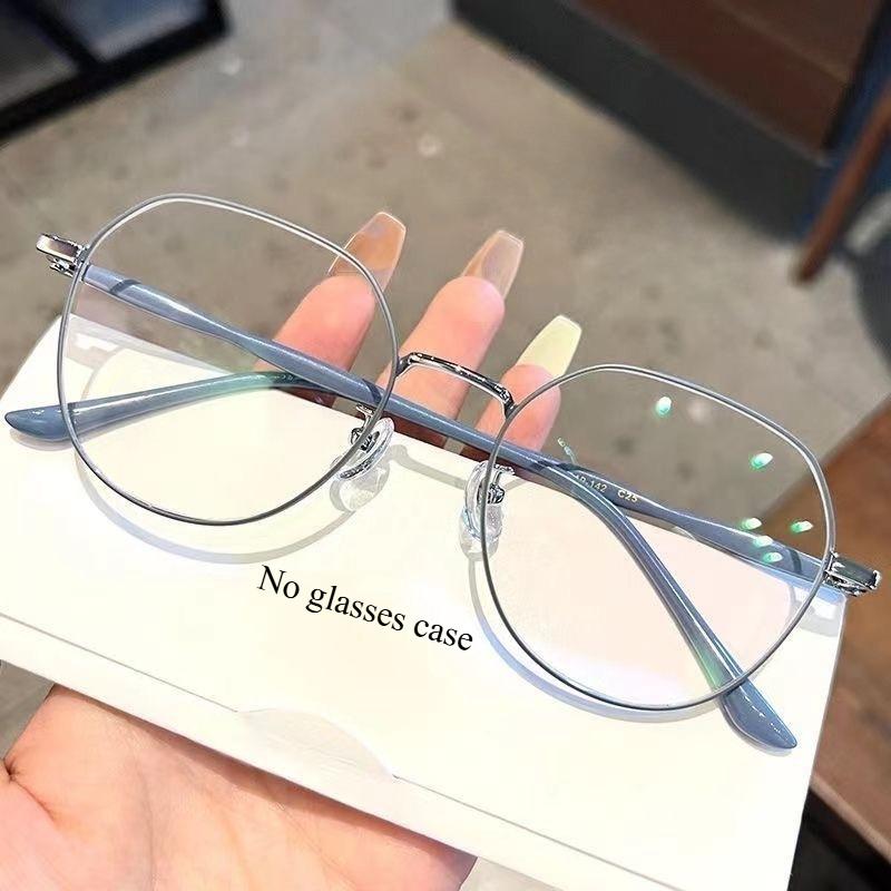 

1pcs Women s Fashion Frameless Cutting Edge Elliptical Flat Mirror Clear Lens Suitable for Daily Wear Decorative Glasses синий