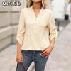 Damesmode Casual V-hals Lange Mouw Blouses & Overhemden