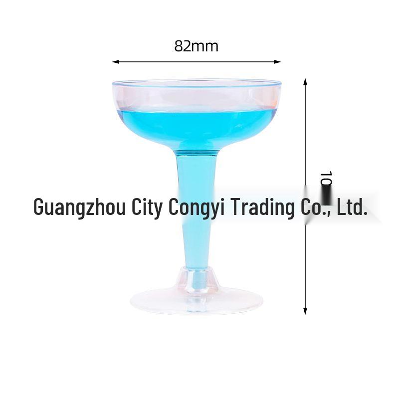 Detachable Red Wine Dessert Cup with High Stem - Disposable Plastic Champagne Flute for Weddings or Pudding Mousse.