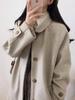 Oatmeal Woolen Petite Women's Mid-Length Coat - 2025 Autumn/Winter Collection