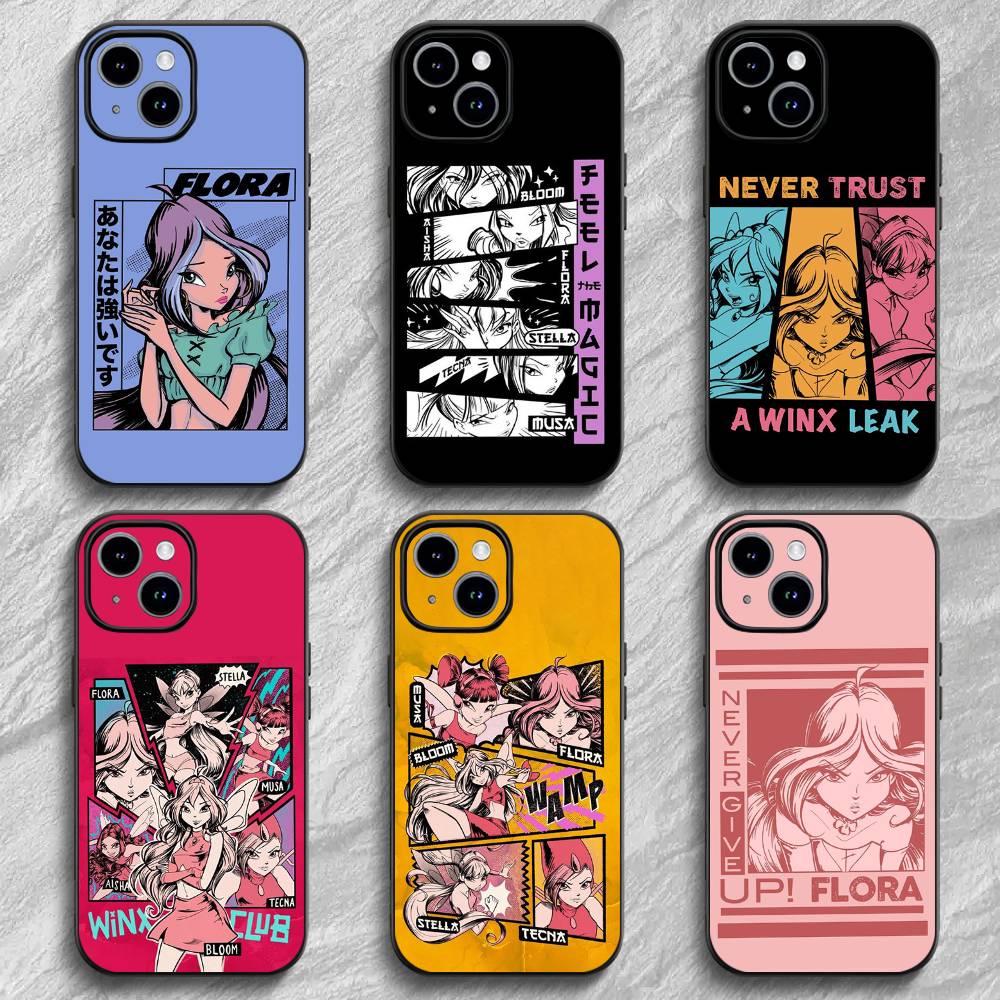 Girl W-Winx Clubs anime Phone Case For iPhone 17 16 15 14 13 12 PRO MAX PLUS Mini TPU Soft to Skin-friendly case