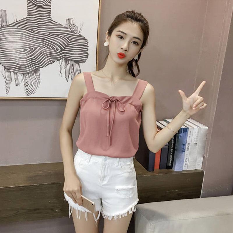 Camisole Women's Outer Wear In Blouse Summer with A Loose Design Sexy Off-the-shoulder Top Shirt