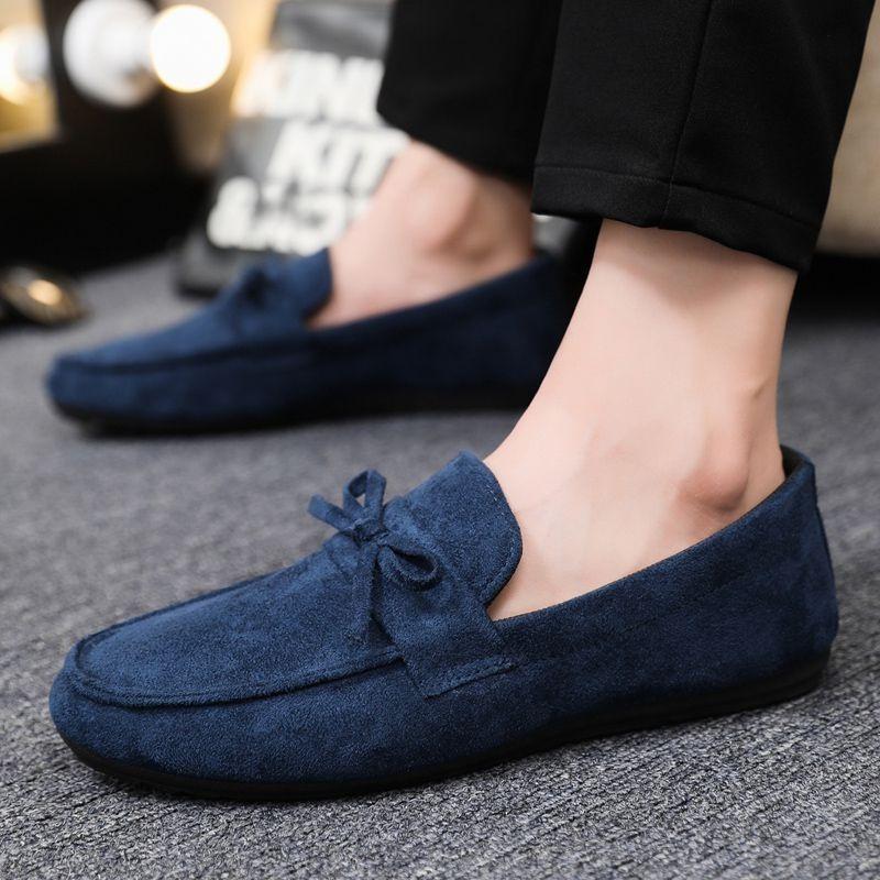 Fashion Flat Slip-on Casual Shoes for Men British Style Black Elegant Trends 2025 Sneakers Legitimate Comfortable Non-leather Man Shoe
