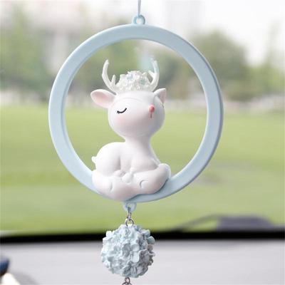1pc Car  Rearview Mirror Hanging Pendant  Cute Fawn Fashionable Resin Car Auto Office Home Decoration  Pendant Car Accessories