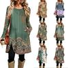 Women's Casual Printed Round Neck Long Sleeve Dress