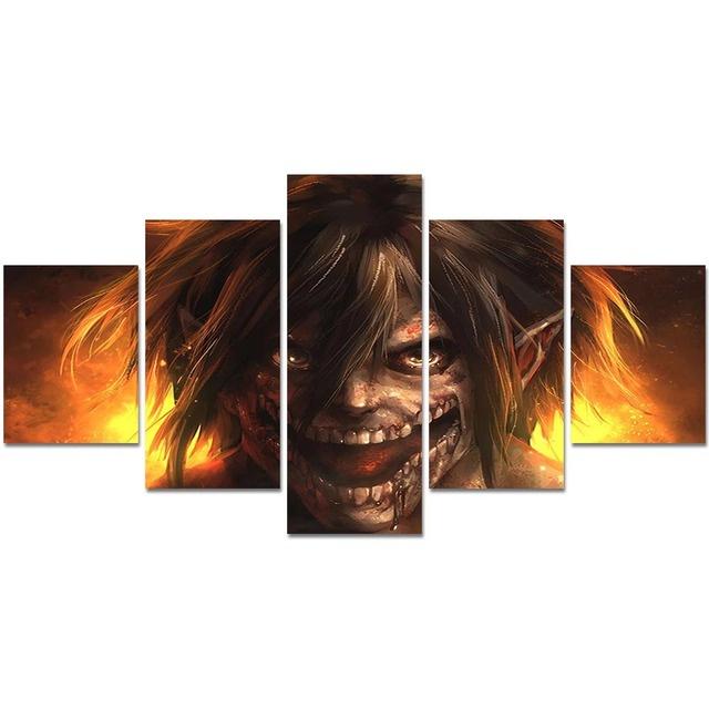 Prints Anime Characters Picture 5 Pieces ATTACK ON TITAN Painting Poster Canvas Modular Wall Art Living Room Home Decor No Frame