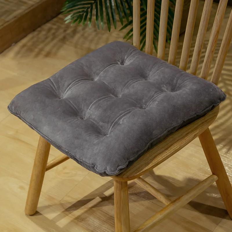 Solid Color Crystal Velvet Color-matching Chair Cushion Winter Warm Seat Cushion Student Stool Butt Office Chair Cushion