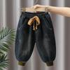 Boys' Fleece-Lined Jeans: Cozy Autumn/Winter Casual Pants for Kids