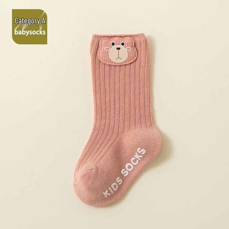 Non-slip Cartoon Toddler Walking Socks with Loose Cuff, Mid-Calf Length, Spring & Autumn