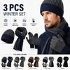 3Pcs/Set Warm Winter Hat Scarf Gloves Set Non Slip Scarf Neck Warmer Suit for Men