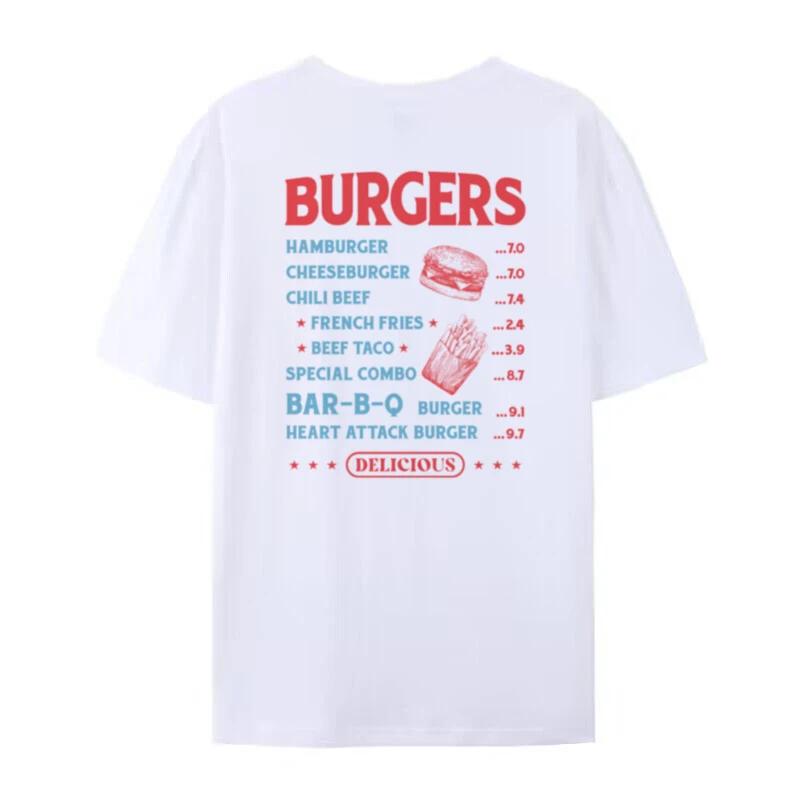 Women 90s Retro Burger Back Print TShirt Vintage Grunge Streetwear Graphic Tees Oversized Foodie T Shirt Unisex Fashion Clothes