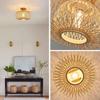 Rattan Recessed Ceiling Light, Bohemian Style Lighting, Woven Bamboo Lampshade, Rattan Pendant Light Bedroom Living Room Corridor Entrance