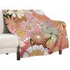 Retro Flowers Pink Throw Blanket Wrinkle Resistant Lightweight Blanket