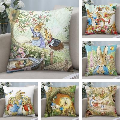 Cartoon P-peter R-rabbit Pillow Case Short Plush Pillow Covers Sofa Decorative Gift Home Double-sided Printing Cushion Cover