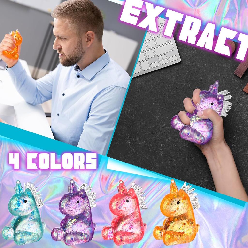 1 Pcs Unicorn Stress Relief Toys Stress Balls for Adult Mini Animal Squeeze Fidget Toys Fun for Birthday Stocking Stuffer Gift ADHD Autism Anxiety