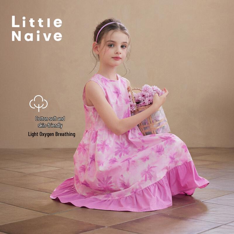 Little Naive Girls  Printed Sleeveless Cotton Dress 140
