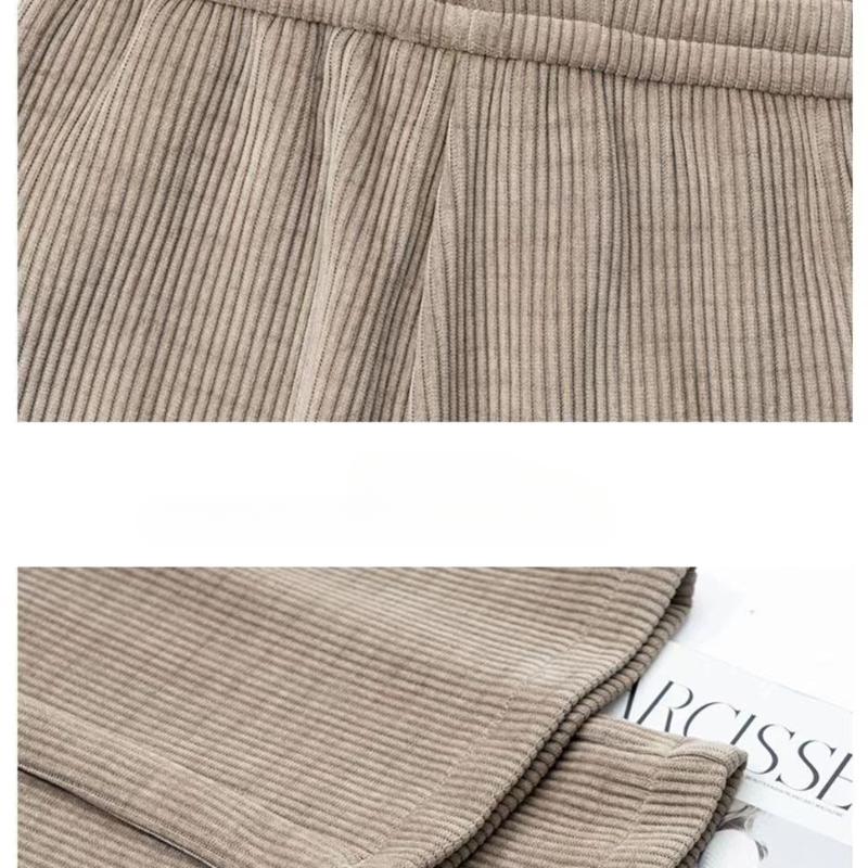 Frühling Herbst Hohe Taille Gerade Lose Cord Hosen Frauen Mode Feste Beiläufige Breite Bein Hosen Frauen Elegante Vintage Einfache frauen hosen 25694