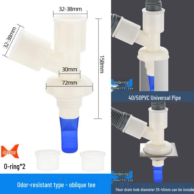 Odor-Proof Y-Shaped Drain Connector for Washing Machine and Basin